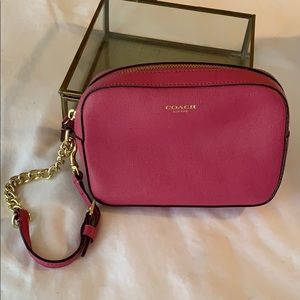 Coach pink leather small purse wristlet gold chain